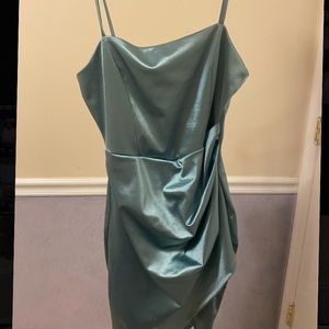 Windsor teal satin mini dress